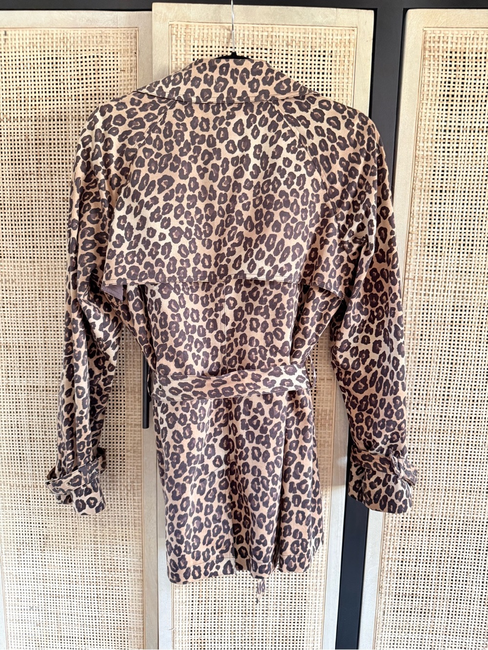 Michael Kors Leopard Print Double-Breasted Belted Trench - Brown/Black - Picture 2 of 13